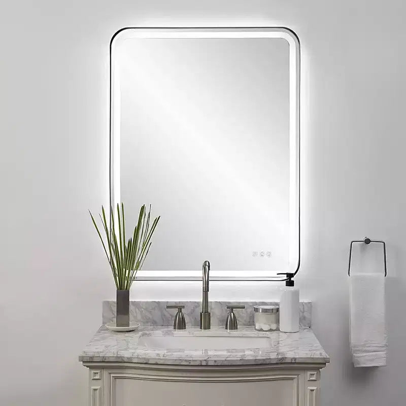 Miroir mural rectangulaire à DEL Uttermost Crofton noir satiné 30 x 40