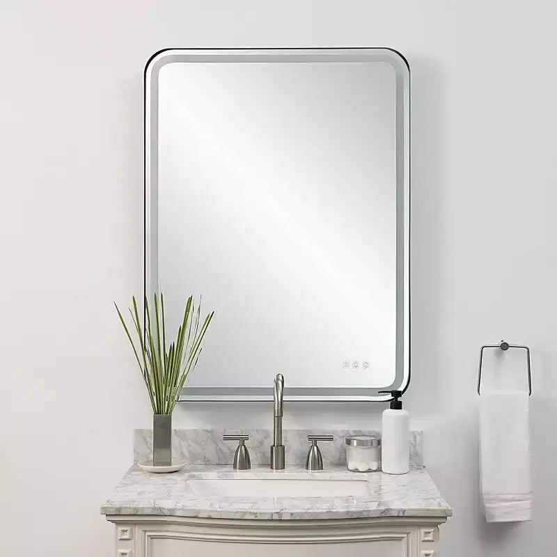 Miroir mural rectangulaire à DEL Uttermost Crofton noir satiné 30 x 40