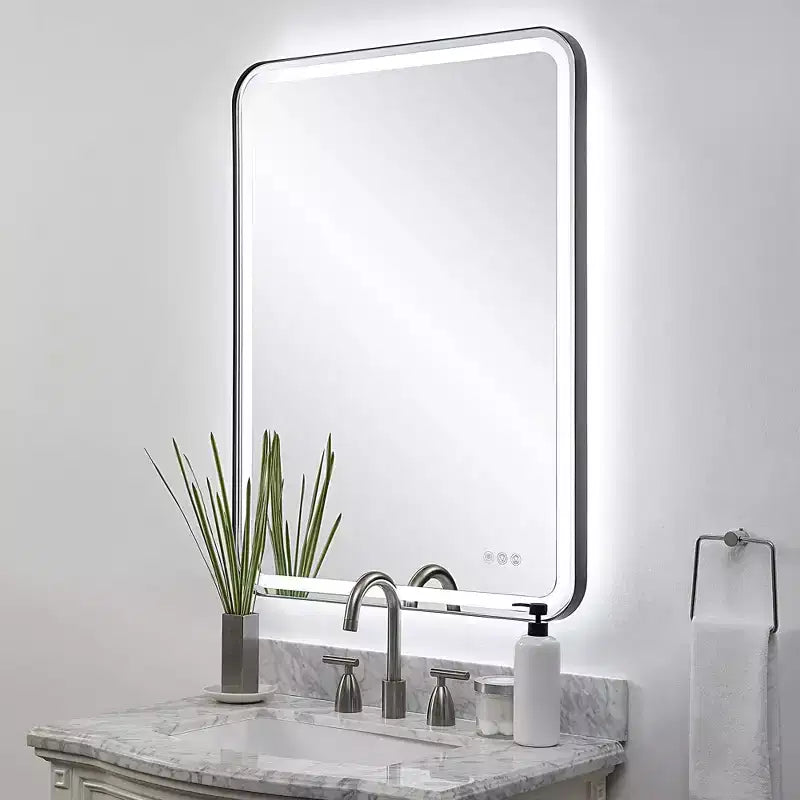Miroir mural rectangulaire à DEL Uttermost Crofton noir satiné 30 x 40