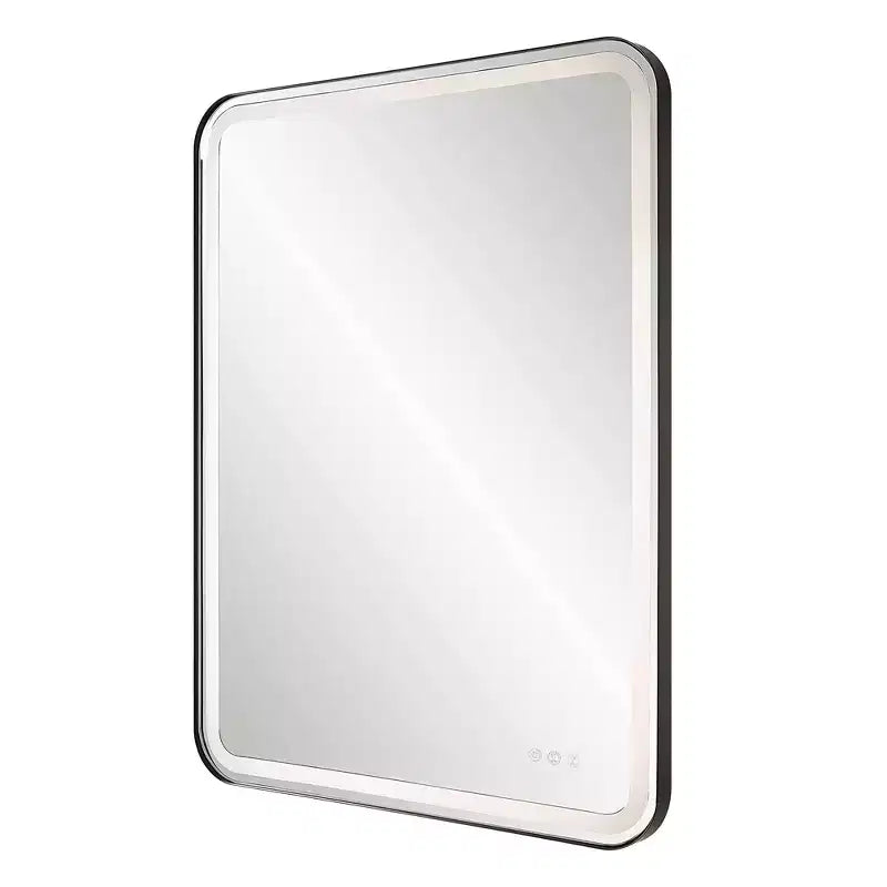 Miroir mural rectangulaire à DEL Uttermost Crofton noir satiné 30 x 40