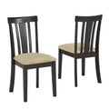 Kensington Black Wood Beige Microfiber Slat Back Dining Chairs (Set of 2) - Black/Beige - iNSPIREQ