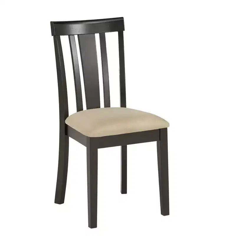 Chaises de salle à manger Kensington en bois noir et microfibre beige à dossier à lattes (Lot de 2) - Noir/Beige - iNSPIREQ