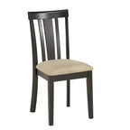Chaises de salle à manger Kensington en bois noir et microfibre beige à dossier à lattes (Lot de 2) - Noir/Beige - iNSPIREQ