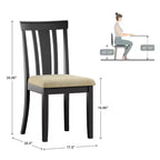 Chaises de salle à manger Kensington en bois noir et microfibre beige à dossier à lattes (Lot de 2) - Noir/Beige - iNSPIREQ