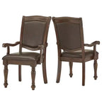 Torrin Brown Faux Leather W/ Arms Dining Chairs (Set of 2) - Cherry - iNSPIREQ