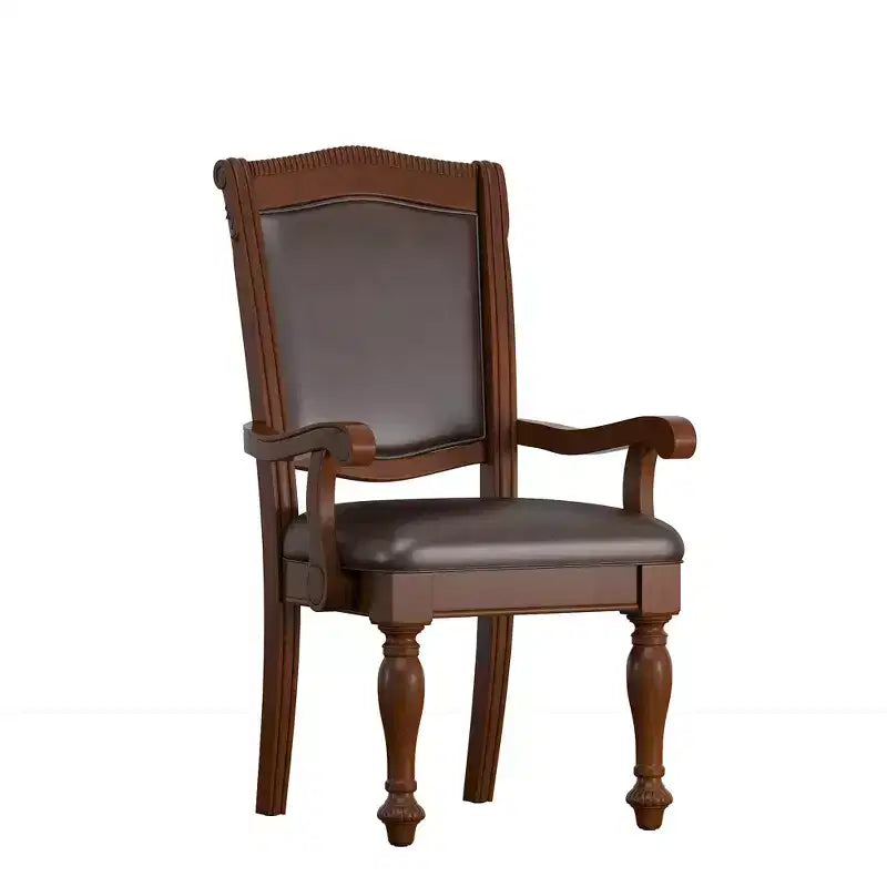 Chaises de salle à manger Torrin en similicuir marron avec accoudoirs (lot de 2) - Cerisier - iNSPIREQ