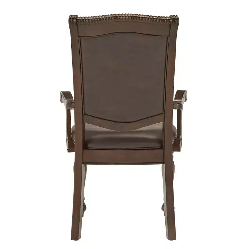 Chaises de salle à manger Torrin en similicuir marron avec accoudoirs (lot de 2) - Cerisier - iNSPIREQ