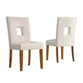 Palma White Faux Leather Keyhole Dining Chairs (Set of 2) - White/Cherry - iNSPIREQ