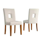 Palma White Faux Leather Keyhole Dining Chairs (Set of 2) - White/Cherry - iNSPIREQ