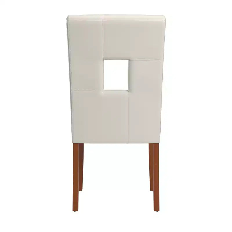 Chaises de salle à manger Palma en similicuir blanc avec trou de serrure (lot de 2) - Blanc/Cerisier - iNSPIREQ