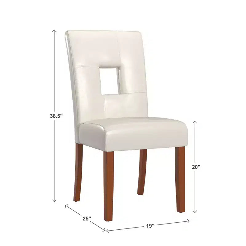 Chaises de salle à manger Palma en similicuir blanc avec trou de serrure (lot de 2) - Blanc/Cerisier - iNSPIREQ
