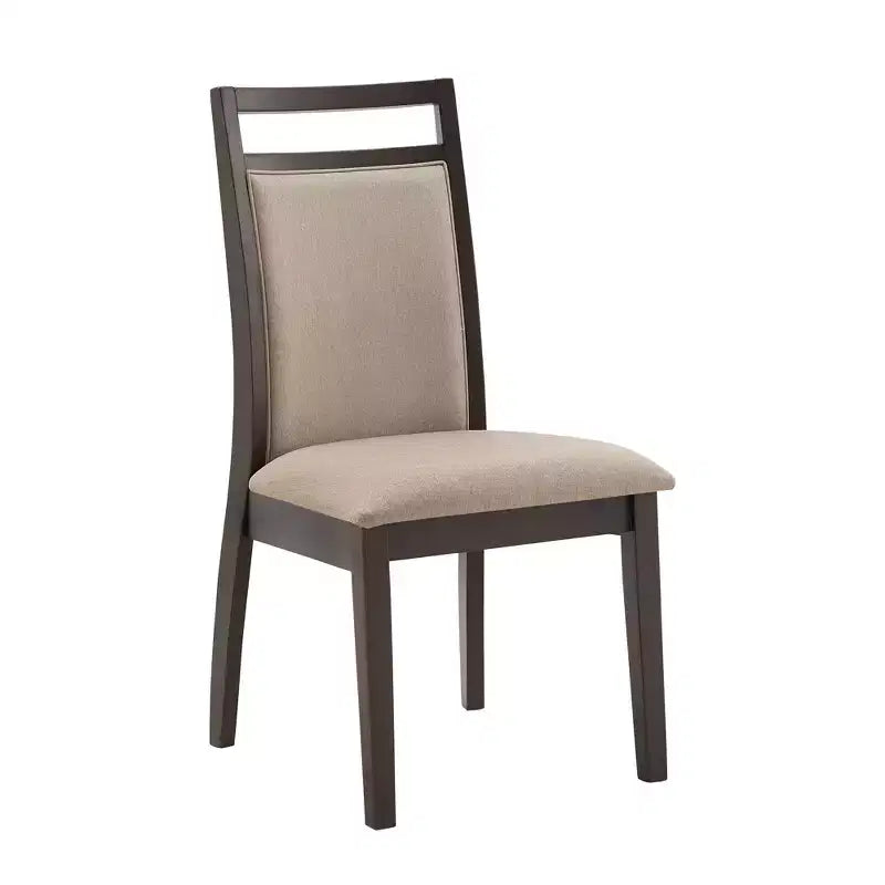 Chaise de salle à manger Krista espresso et lin gris (lot de 2) - Marron - iNSPIREQ