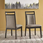 Chaise de salle à manger Krista espresso et lin gris (lot de 2) - Marron - iNSPIREQ