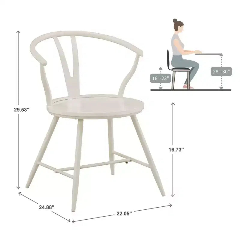 Chaise d'appoint en métal Norfolk Wishbone Back avec assise en bois (lot de 2) - iNSPIREQ