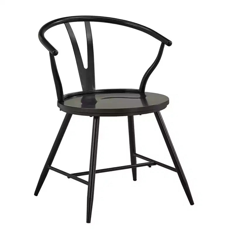Chaise d'appoint en métal Norfolk Wishbone Back avec assise en bois (lot de 2) - iNSPIREQ