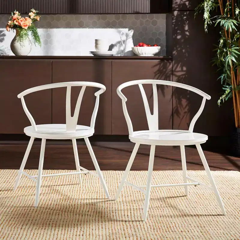 Chaise d'appoint en métal Norfolk Wishbone Back avec assise en bois (lot de 2) - iNSPIREQ