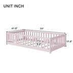 Lit de plancher double Luxystar avec clôture et porte pour chambre d'enfant