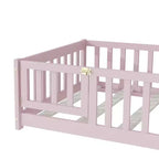 Lit de plancher double Luxystar avec clôture et porte pour chambre d'enfant