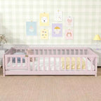 Lit de plancher double Luxystar avec clôture et porte pour chambre d'enfant