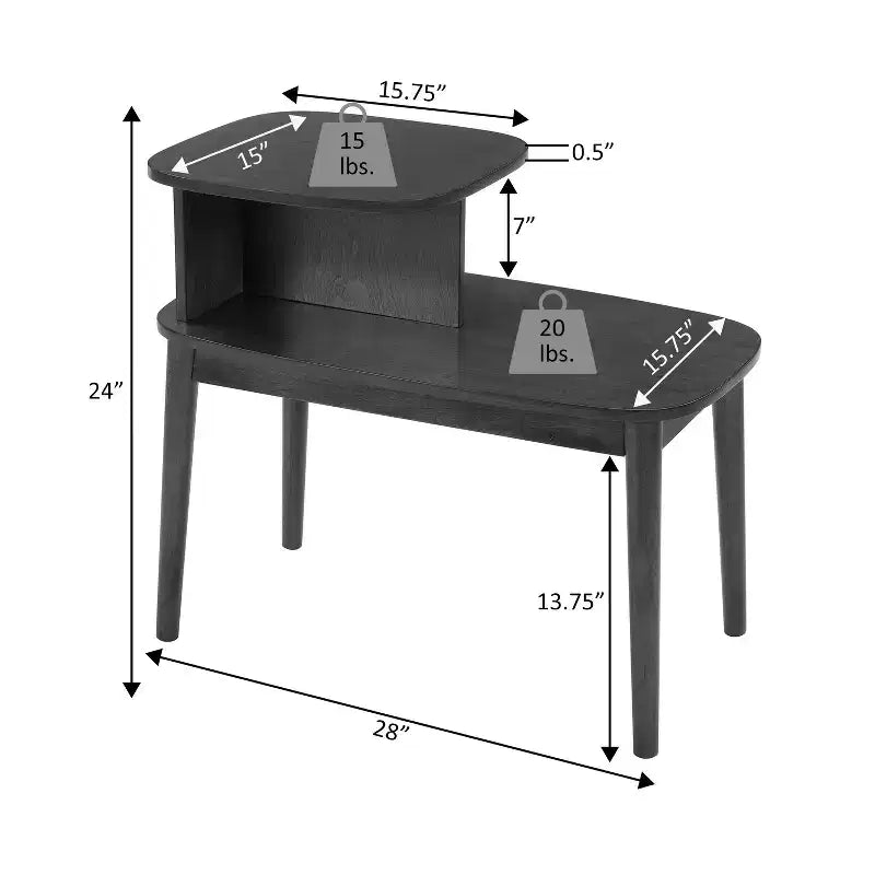 HomeStock Table d'appoint rectangulaire en bois 1 pièce