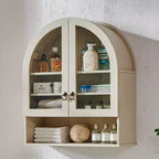 Armoire de salle de bain murale cintrée avec tiroir, 28 pouces, armoire à pharmacie moderne avec étagères réglables, rangement au-dessus des toilettes