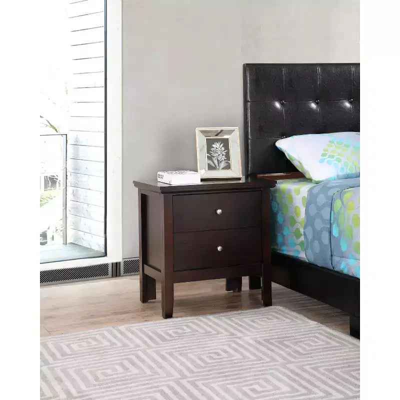 Table de chevet rectangulaire en bois de cerisier HomeStock pour salon et chambre à coucher