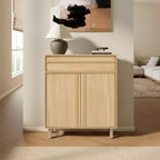 LuxenHome Petit buffet de rangement de 80 cm, Armoire d'appoint en chêne pour salon, salle à manger ou entrée Chêne noisette