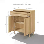 LuxenHome Petit buffet de rangement de 80 cm, Armoire d'appoint en chêne pour salon, salle à manger ou entrée Chêne noisette