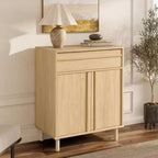LuxenHome Petit buffet de rangement de 80 cm, Armoire d'appoint en chêne pour salon, salle à manger ou entrée Chêne noisette