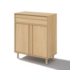 LuxenHome Petit buffet de rangement de 80 cm, Armoire d'appoint en chêne pour salon, salle à manger ou entrée Chêne noisette