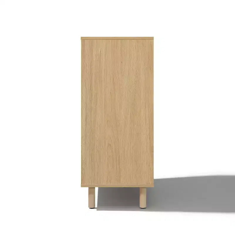 LuxenHome Petit buffet de rangement de 80 cm, Armoire d'appoint en chêne pour salon, salle à manger ou entrée Chêne noisette