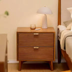 Table de chevet Linea Tambour 2 tiroirs avec poignée en laiton