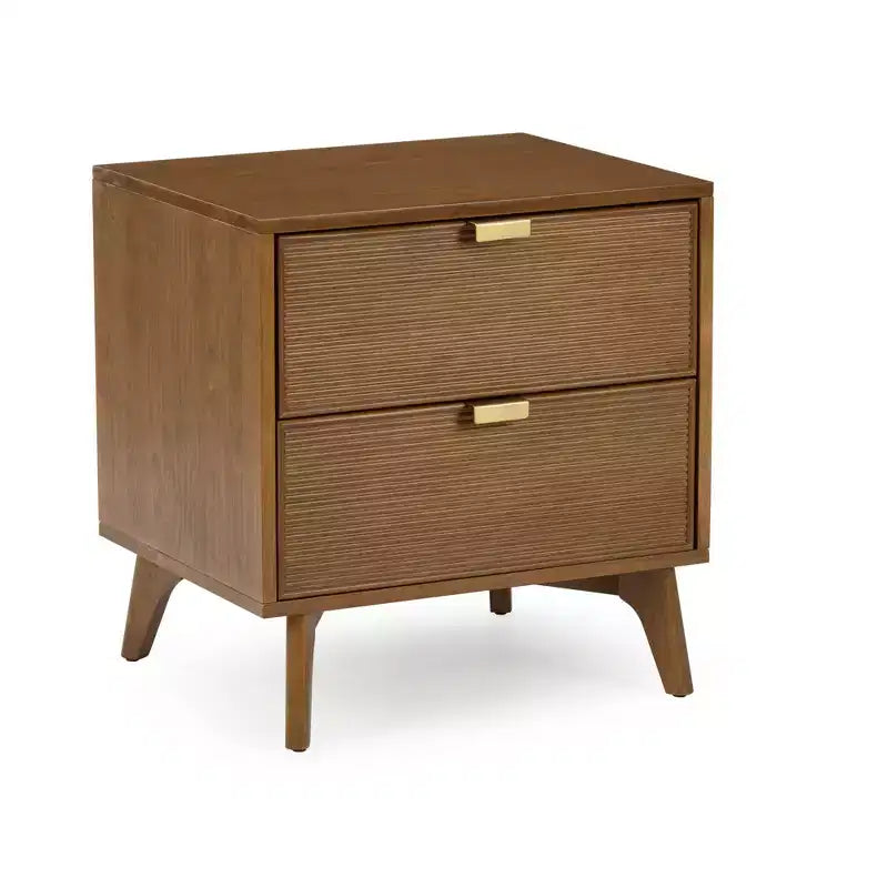 Table de chevet Linea Tambour 2 tiroirs avec poignée en laiton