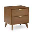 Table de chevet Linea Tambour 2 tiroirs avec poignée en laiton