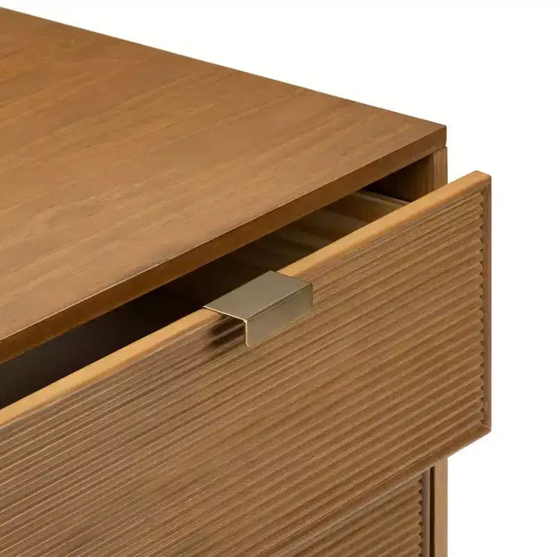 Table de chevet Linea Tambour 2 tiroirs avec poignée en laiton