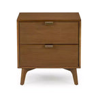 Table de chevet Linea Tambour 2 tiroirs avec poignée en laiton