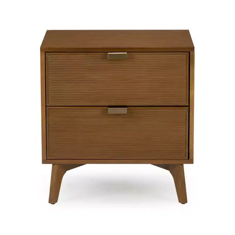 Table de chevet Linea Tambour 2 tiroirs avec poignée en laiton