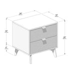 Table de chevet Linea Tambour 2 tiroirs avec poignée en laiton