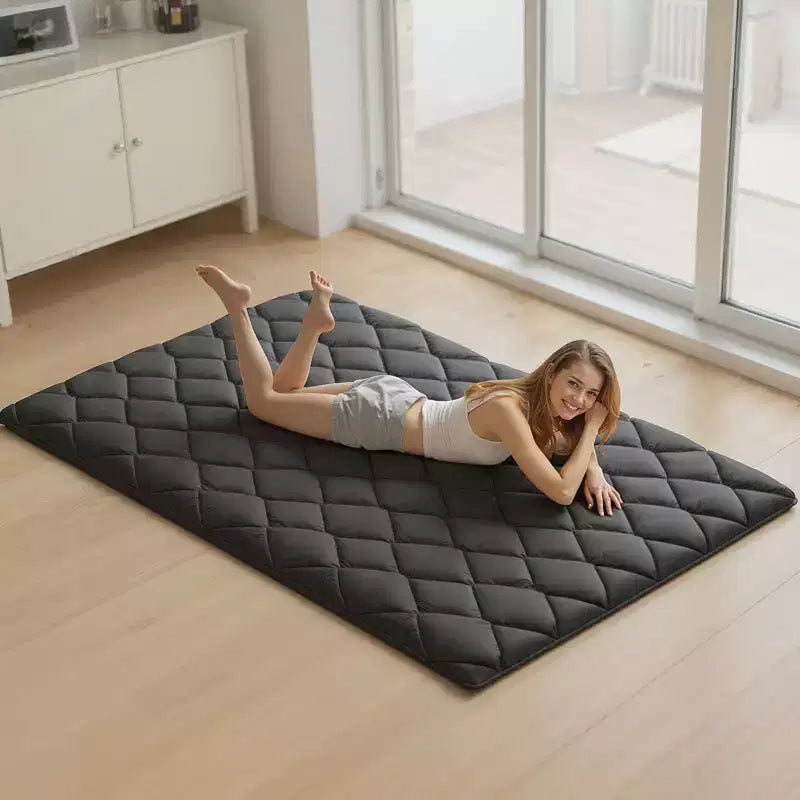 Tapis Tatami Japonais VEVOR, Matelas Tatami Japonais Pliable Grand Format, Matelas Futon avec Sac de Rangement, Tapis de Sol 9 Couches, 203 x 137 x 8,9 cm, Noir