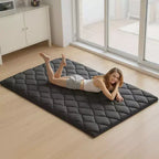 Tapis Tatami Japonais VEVOR, Matelas Tatami Japonais Pliable Grand Format, Matelas Futon avec Sac de Rangement, Tapis de Sol 9 Couches, 203 x 137 x 8,9 cm, Noir