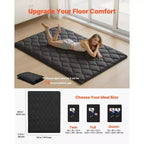 Tapis Tatami Japonais VEVOR, Matelas Tatami Japonais Pliable Grand Format, Matelas Futon avec Sac de Rangement, Tapis de Sol 9 Couches, 203 x 137 x 8,9 cm, Noir