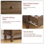 Commode à 8 tiroirs pour chambre à coucher, meuble TV vintage de 59 po avec poignées sculptées et pieds fuselés, commode en bois avec grande capacité de rangement