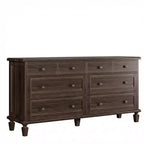 Commode à 8 tiroirs pour chambre à coucher, meuble TV vintage de 59 po avec poignées sculptées et pieds fuselés, commode en bois avec grande capacité de rangement