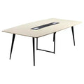 VEVOR Conference Table,8 ft Boat Shaped Office Meeting Table with Charge Station for 10 Person, Modern Boat Seminar Meeting Desk with Metal Legs,Beige