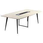 VEVOR Conference Table,8 ft Boat Shaped Office Meeting Table with Charge Station for 10 Person, Modern Boat Seminar Meeting Desk with Metal Legs,Beige