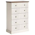 Commode de chambre à 5 tiroirs, armoire verticale en bois, avec poignées en métal, adaptée aux appartements, chambres à coucher, salons et salles à manger.