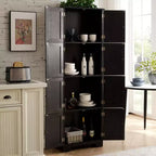 Meuble de rangement haut de 184 cm avec 8 portes et 4 étagères, bibliothèque pour salon, bureau