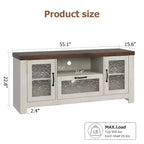 Meuble TV de ferme de 55 pouces avec portes en acrylique à motif d'ondulations d'eau Meuble de divertissement pour téléviseurs de 55 pouces, étagères réglables, capacité de 300 lb