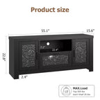 Meuble TV de ferme de 55 pouces avec portes en acrylique à motif d'ondulations d'eau Meuble de divertissement pour téléviseurs de 55 pouces, étagères réglables, capacité de 300 lb