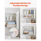 Armoire Murale de Buanderie VEVOR, Armoire Murale Suspendue à 2 Niveaux avec Étagère Réglable, Rangement de 32 po avec 2 Portes, Blanc